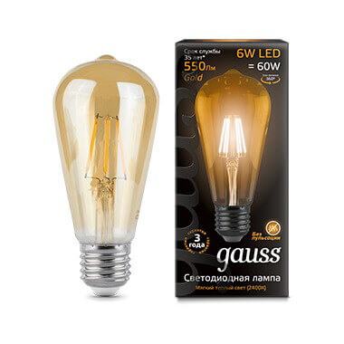 vamsvet-lampa-svetodiodnaya-filamentnaya-gauss-e27-6w-2400k-zolotaya-102802006